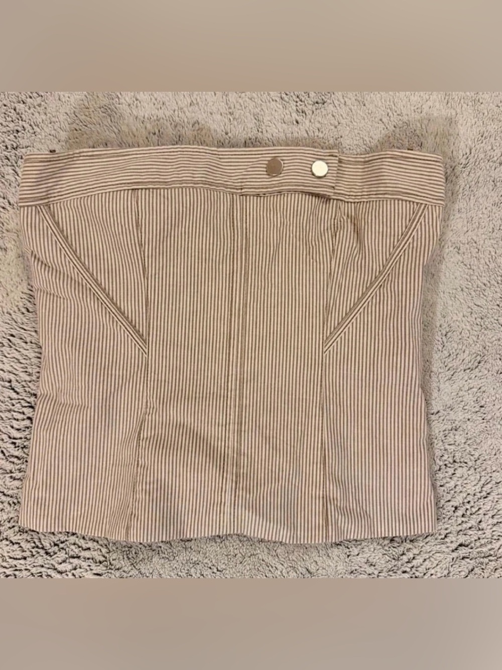 Zara Tan & Cream Striped Strapless Top | Size XS